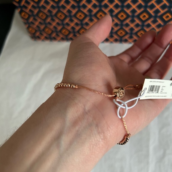 Tory Burch Rope Logo Slider Bracelet Rose Gold - Picture 5 of 6